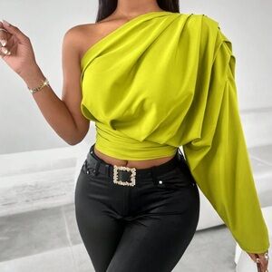 Green One-Shoulder Top